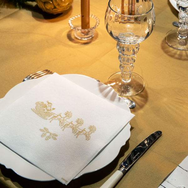 Paviot napkin traineau, sled, white-gold, style